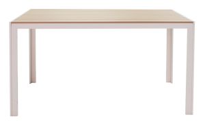 DINING TABLE NARES-GLISTEN SET OF 5 PIECES WHITE ALUMINUM AND NATURAL PLYWOOD 140X80X72.5CM