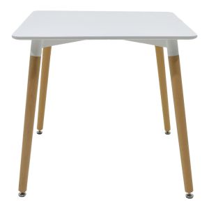 Трапезна маса Natali-noor комплект от 3 бр. Mdf бяло-бежово-естествени крака 80x80x76см