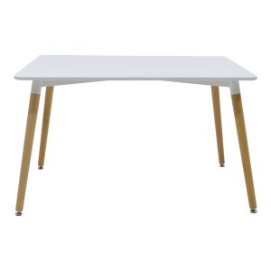 Трапезна маса Natali-noor комплект от 3 бр. Mdf бяло-сиво-естествени крака 120x80x76см