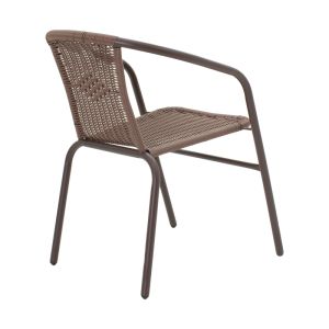 Obbi-watson dining table, set of 5, brown Metal-pe rattan 80x80x70cm
