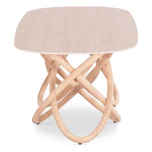 Dining table Orbiter Sm18093.02 ceramic top in ecru color - ash legs in natural color 200x100x76.5cm.