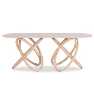 Dining table Orbiter Sm18093.02 ceramic top in ecru color - ash legs in natural color 200x100x76.5cm.