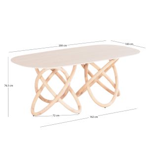 Dining table Orbiter Sm18093.02 ceramic top in ecru color - ash legs in natural color 200x100x76.5cm.
