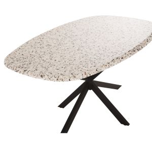 Трапезна маса Oval Rodden Hm11903,03 Werzalit Tabletop In Terrazzo Color-black Metal Base 146x94x75hcm