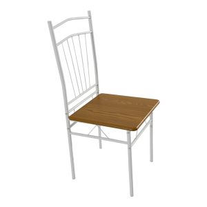 Reforia Dining Table Set of 5 Pieces Mdf in Natural Color with White Metal Legs 110x60x74cm
