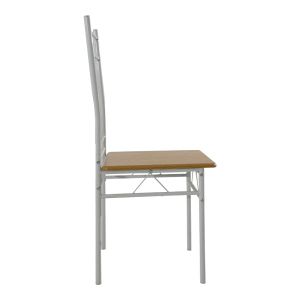 Reforia Dining Table Set of 5 Pieces Mdf in Natural Color with White Metal Legs 110x60x74cm