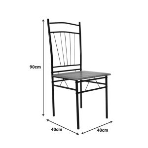 Dining table Reforia set of 5 pieces Mdf in gray color with black metal legs 110x60x74cm