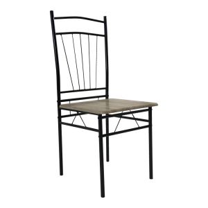 Dining table Reforia set of 5 pieces Mdf in gray color with black metal legs 110x60x74cm