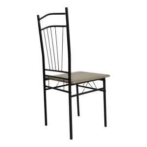 Dining table Reforia set of 5 pieces Mdf in gray color with black metal legs 110x60x74cm