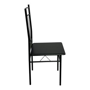 Dining table Reforia set of 5 pieces Mdf in black color with black metal legs 110x60x74cm
