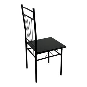 Dining table Reforia set of 5 pieces Mdf in black color with black metal legs 110x60x74cm