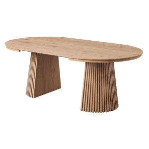 Dining table Rim-ii - extendable rotunda, MDF, natural color