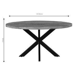 Dining table Royal Industrial- R with solid mango wood top 4cm D150x77cm