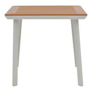 DINING TABLE SYNERGY-PINO SET OF 3, WHITE ALUMINUM AND NATURAL PLYWOOD 80X80X74CM
