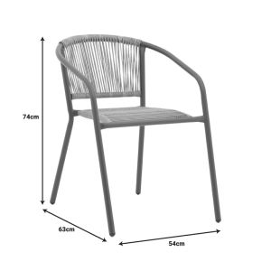 DINING TABLE VALOR-LINDARIA SET OF 5 PIECES ANTHRACITE METAL-GLASS-PE RATTAN 110X60X70CM