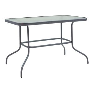 DINING TABLE VALOR-LINDARIA SET OF 5 PIECES ANTHRACITE METAL-GLASS-PE RATTAN 110X60X70CM