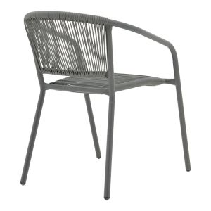 DINING TABLE VALOR-LINDARIA SET OF 5 PIECES ANTHRACITE METAL-GLASS-PE RATTAN 110X60X70CM