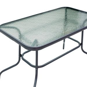 ТРАПЕЗНА МАСА VALOR-TADE КОМПЛЕКТ ОТ 5 ЧАСТИ АНТРАЦИТ МЕТАЛ-СТЪКЛО 110X60X70СМ
