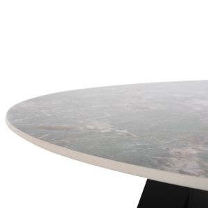 Трапезна маса Zod - керамичен плот сив мрамор - черни метални крака D135x74hcm Hm9852,03
