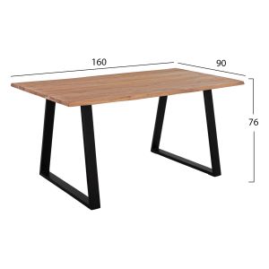 Dining table solid acacia with black legs Hm8500,11