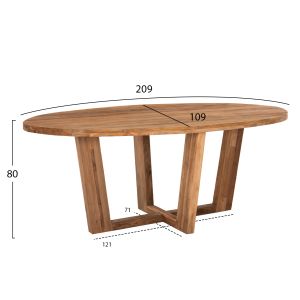 Oval dining table Hm9558 solid teak wood, 209x109x80cm