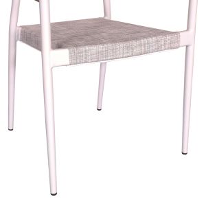 Dining table Klyton-Elation - set of 7 aluminum pieces in white, 150x80x74cm