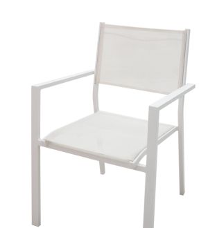Dining table kliton-moli - set of 7 aluminum pieces in white, 150x80x74cm