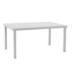 Dining table Kliton-Moritz - set of 5 aluminum pieces in white and gray, 150x80x74cm