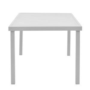 Dining table Kliton-Moritz - set of 5 aluminum pieces in white and gray, 150x80x74cm