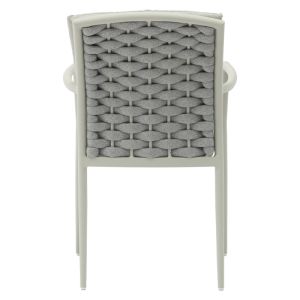 Dining table Kliton-Moritz - set of 7 aluminum pieces in white and gray, 150x80x74cm