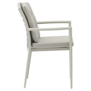 Dining table Kliton-Moritz - set of 7 aluminum pieces in white and gray, 150x80x74cm