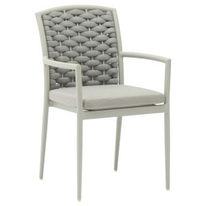 Dining table Kliton-Moritz - set of 7 aluminum pieces in white and gray, 150x80x74cm