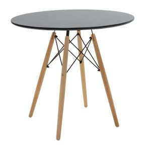 Трапезна маса комплект от 5 части Julita-bella Mdf в черно-естествен цвят D80x73см