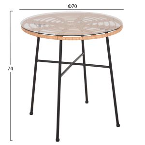 Трапезна маса кръгла Allegra Hm5535,11 черен Метал-p,e, ратан в натурално D70x74hcm