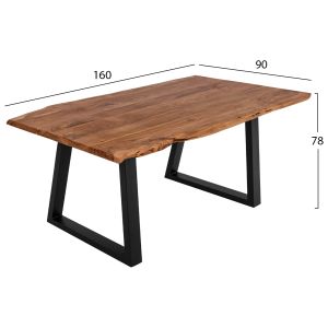 Dining table Montana, solid acacia wood top Hm8336,11