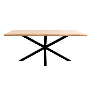 Трапезна маса плот бял дъб с черни метални крака размер 180x90x75см