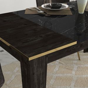 Dining table with marble effect black and gold color 145x85x76cm