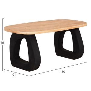 Dining table Santorini series Hm18065, solid fir wood top, MDF legs in black 180x90x76hcm.