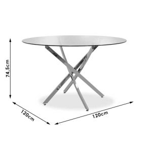 Dining table Steve round with transparent glass D120x74.5cm
