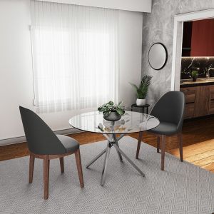 Dining table Steve round with transparent glass D120x74.5cm