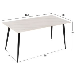 Dining table technical stone white marble color Hm8588,02 160x80x76cm