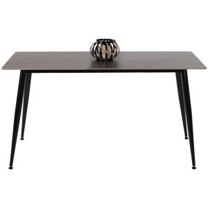 Dining table black metal legs and technical stone top Hm8588,01 Grey Marble 160x90x76hcm