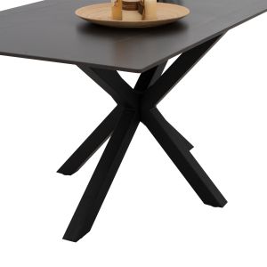 Dining table, black technical stone top, black metal legs, Hm9308.01