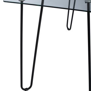 Jaala metal dining table with glass top and black metal legs Hm9011 130x70x75