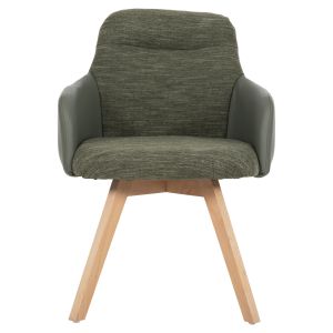 Dining chair Dew fabric in green-legs beech solid 56.5x62x81.5hcm Hm9848.05