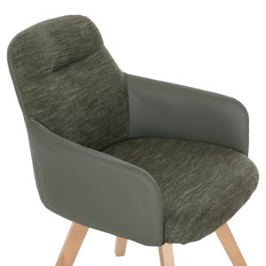 Dining chair Dew fabric in green-legs beech solid 56.5x62x81.5hcm Hm9848.05
