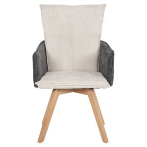 Dining chair Rex beige-gray fabric - solid beech wood legs 53x60x93hcm Hm9847,04