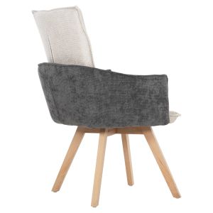 Dining chair Rex beige-gray fabric - solid beech wood legs 53x60x93hcm Hm9847,04