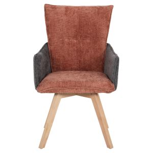 Dining chair Rex fabric in tile red-gray-legs beech solid 53x60x93hcm Hm9847,06