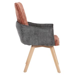 Dining chair Rex fabric in tile red-gray-legs beech solid 53x60x93hcm Hm9847,06